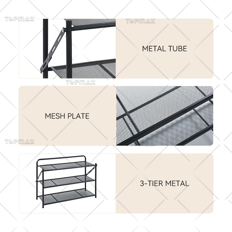 Metal Shoe Rack Foldable Modern Shoe Rack Steel 89391B-3