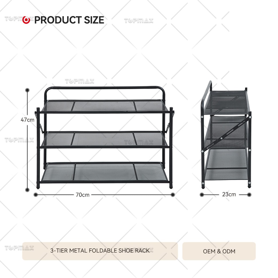 Metal Shoe Rack Foldable Modern Shoe Rack Steel 89391B-3