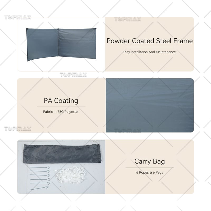 400*145CM Retractable Patio Windbreak For Garden Steel PA Coating 60396A