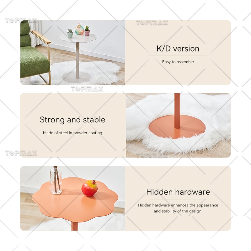 Small Narrow Side Table Steel Simple Side Table Stable 62305B-42X42